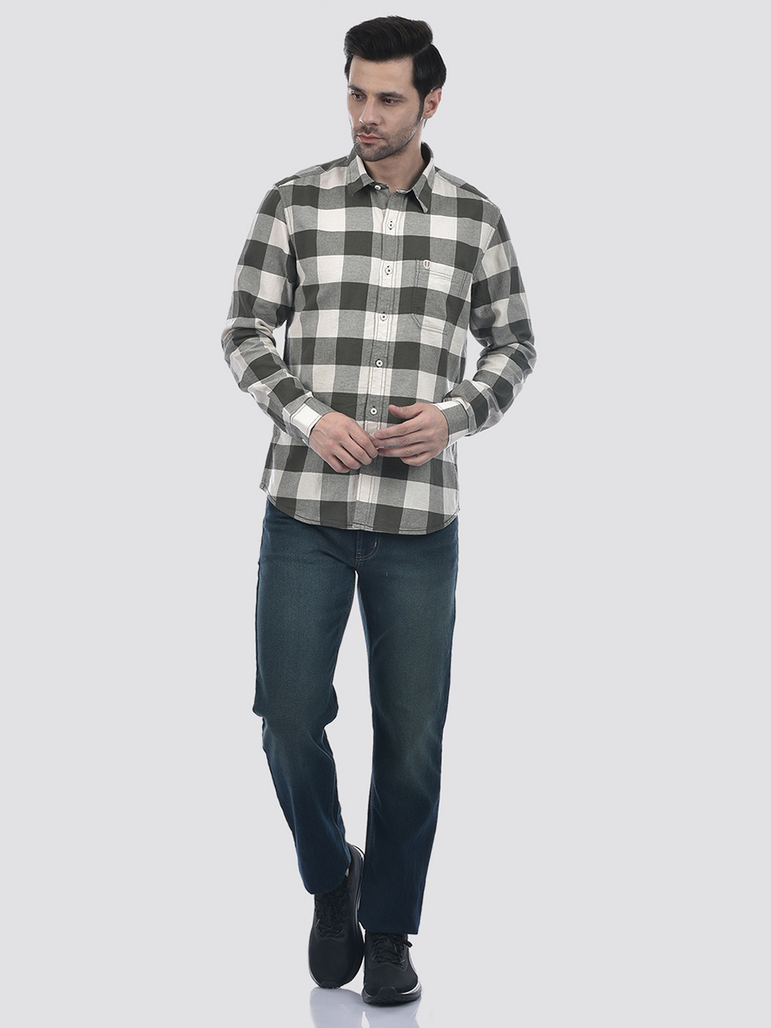Numero Uno Men Checkered Green Shirt
